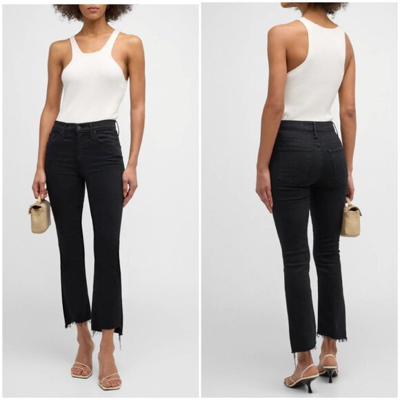 MOTHER Insider Crop Step Black Fray Jeans - Picture 1 of 16
